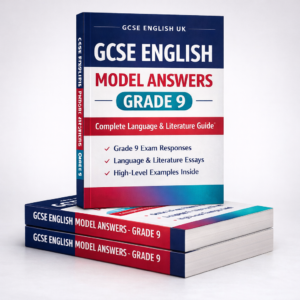Stack of GCSE English Grade 9 model answers books with complete language and literature guide cover