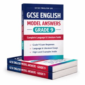 Stack of GCSE English Grade 9 model answers books with complete language and literature guide cover