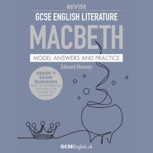 Macbeth GCSE English Literature revision guide cover with crown and cauldron illustration