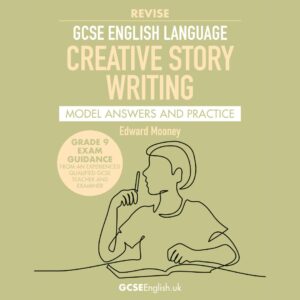 Creative Story Writing GCSE English Language revision guide cover with student writing illustration