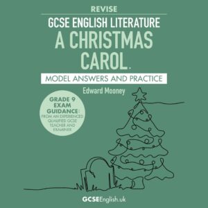 A Christmas Carol GCSE English Literature revision guide cover with Christmas tree illustration