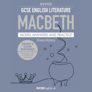 Macbeth GCSE English Literature revision guide cover with crown and cauldron illustration