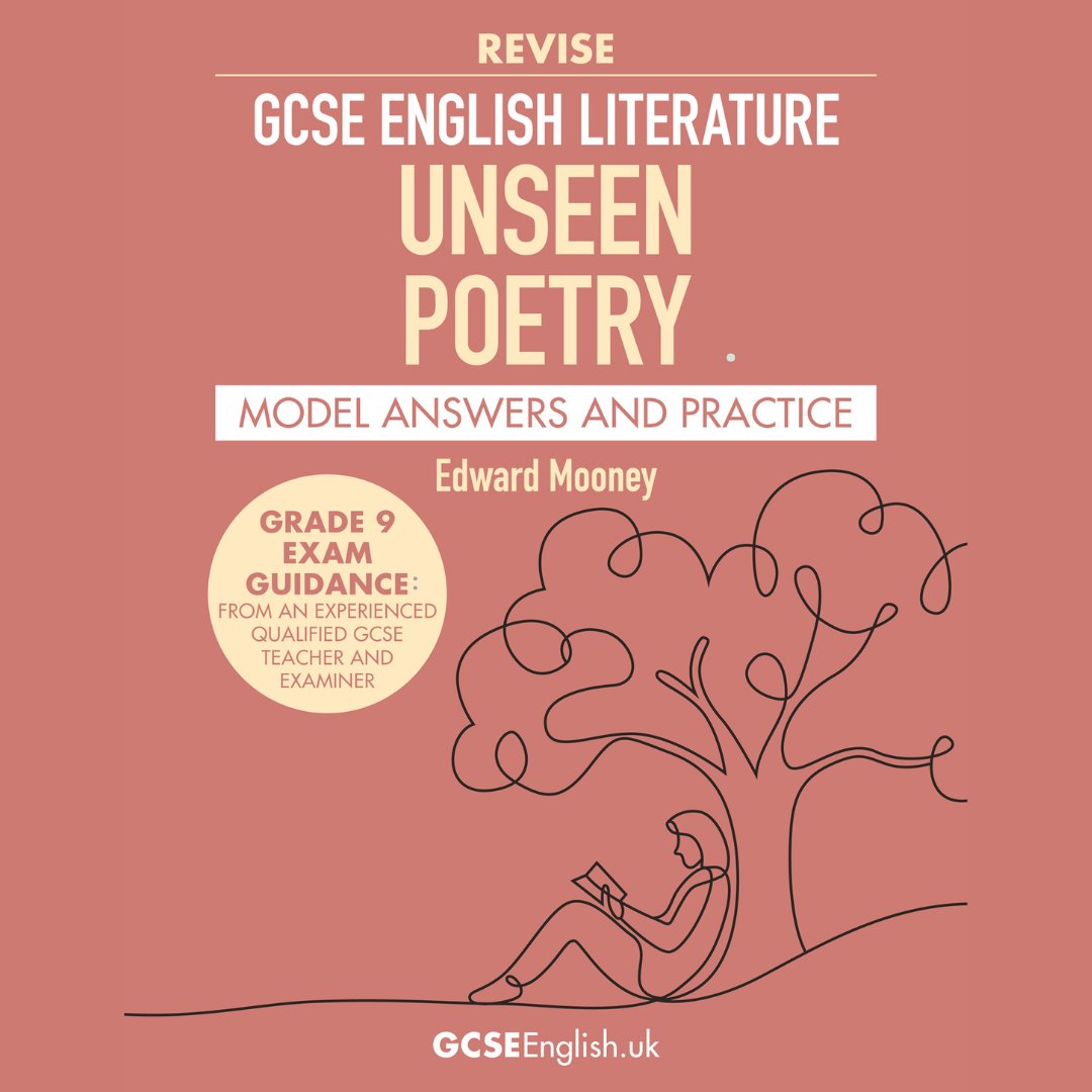 Unseen Poetry GCSE English Literature revision guide cover with student reading under tree illustration